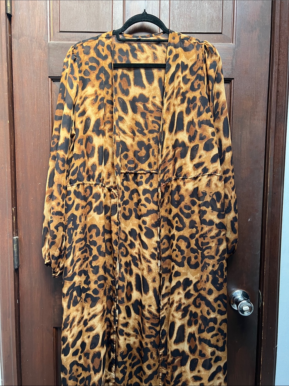 Leopard Print Long Sheer Robe - Picture 7 of 15